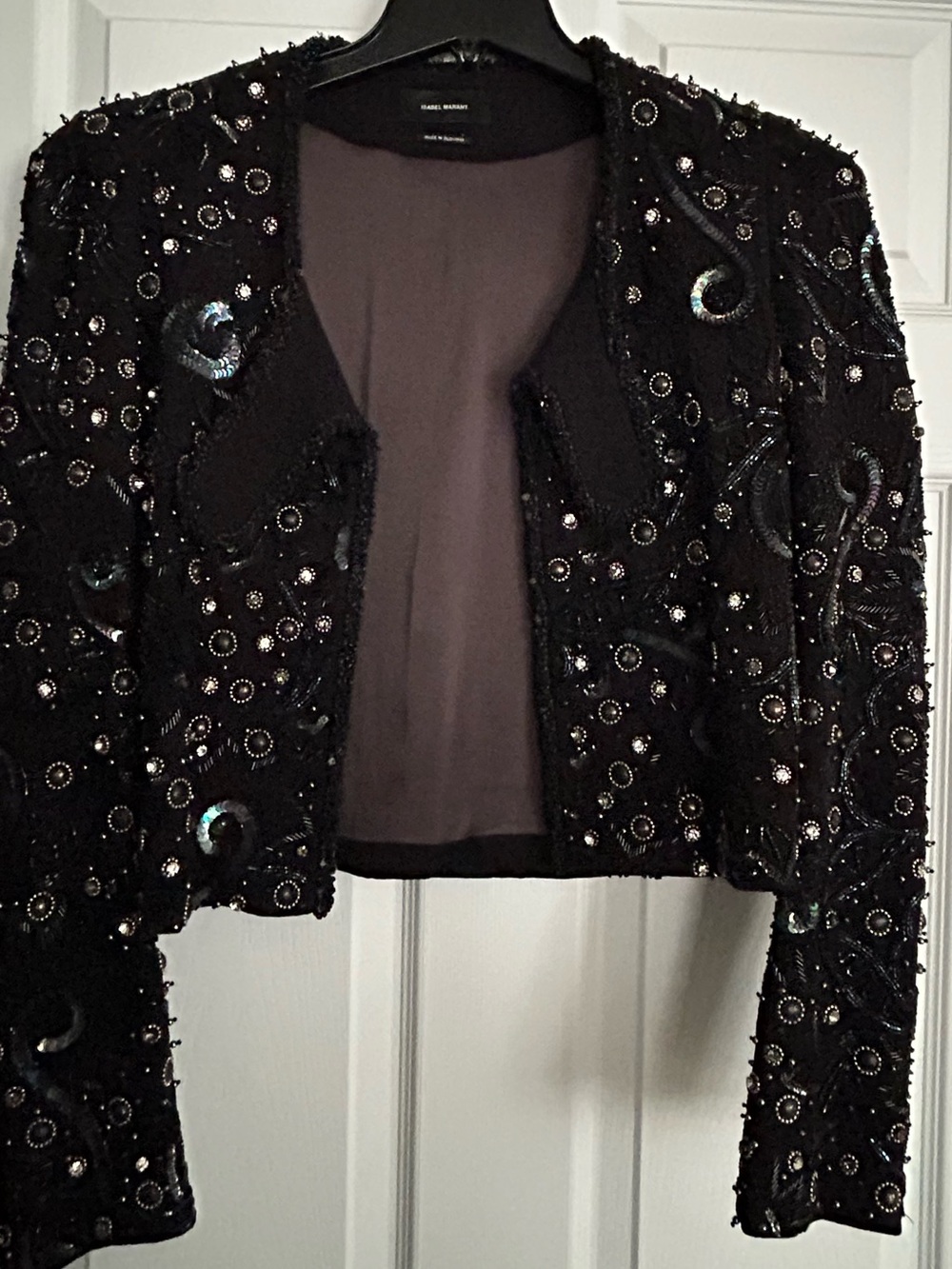 Isabel Marant Black Beaded Cropped Blazer